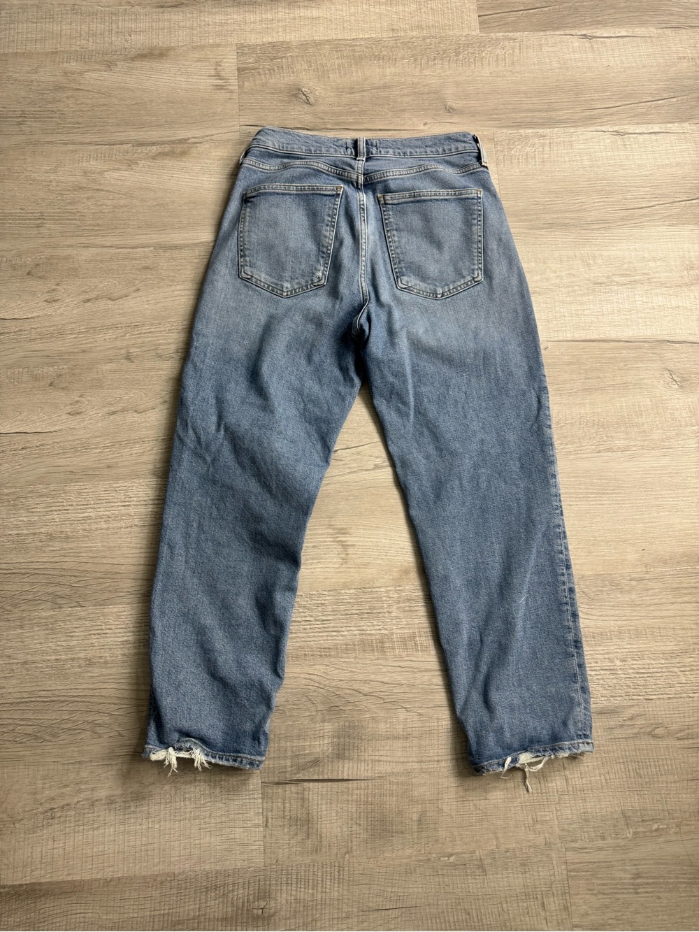 AGOLDE High Rise Distressed Straight Leg Jeans Size 27 Light Wash - Picture 8 of 8